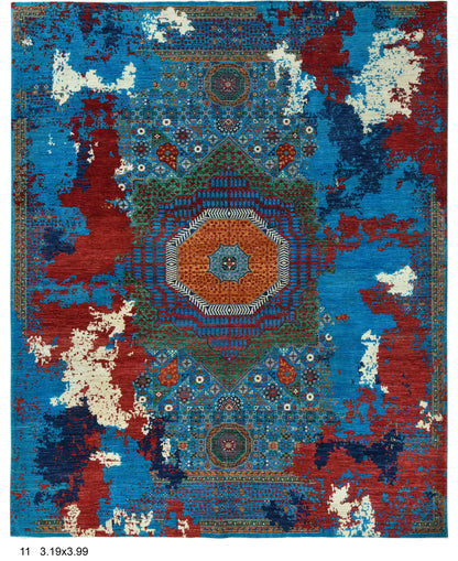 10X13 Mamluk Multicolor Handmade Wool Rug # 14706