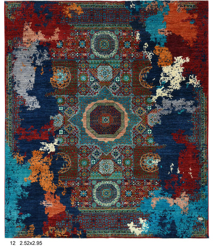 8X10 Mamluk Multicolor Handmade Wool Rug # 14707