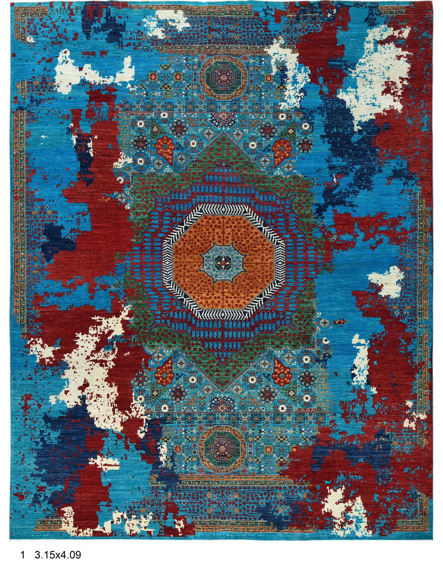 10X14 Mamluk Multicolor Handmade Wool Rug # 14696