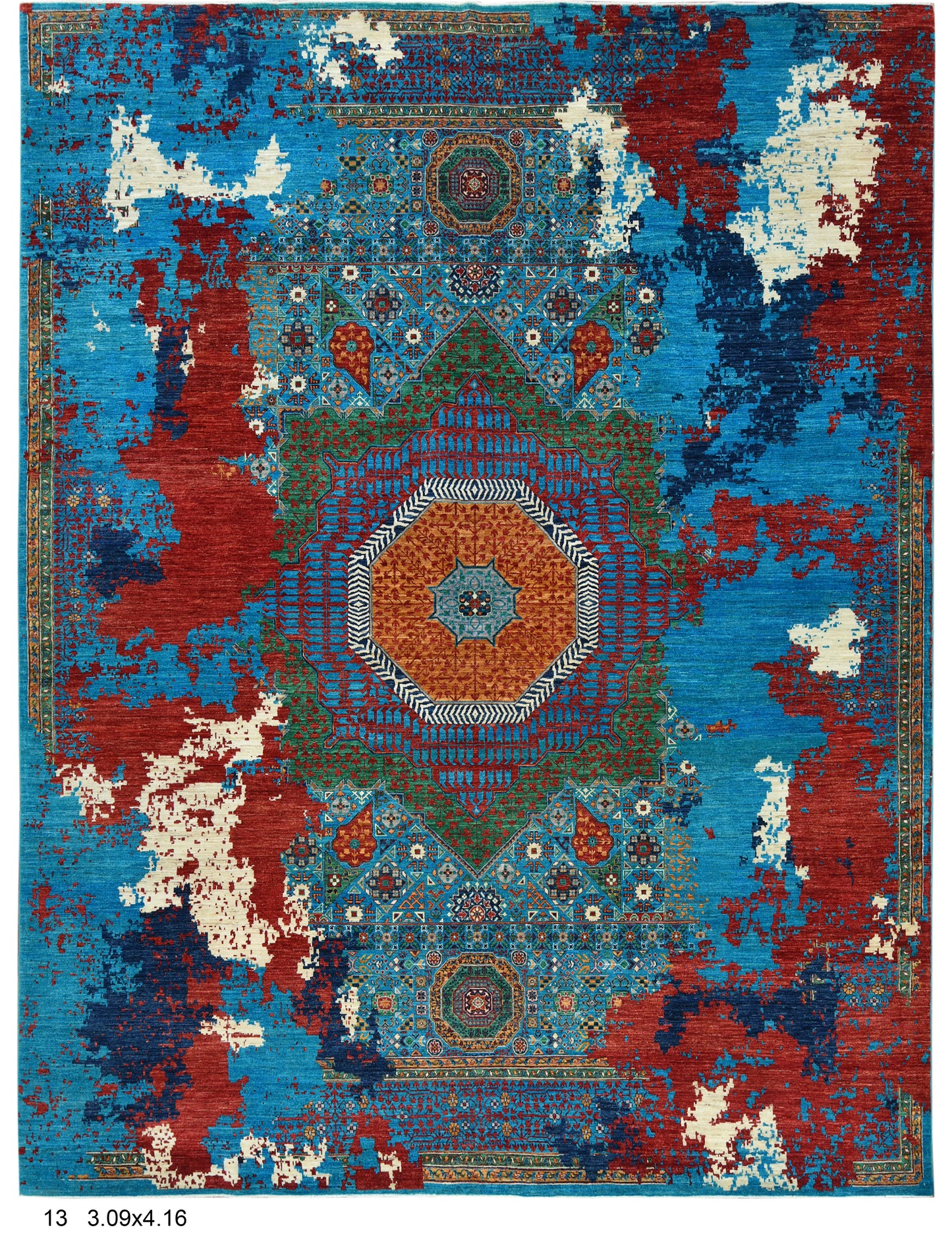 10X14 Mamluk Multicolor Handmade Wool Rug # 14708