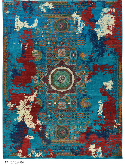 10X13 Mamluk Multicolor Handmade Wool Rug # 14712