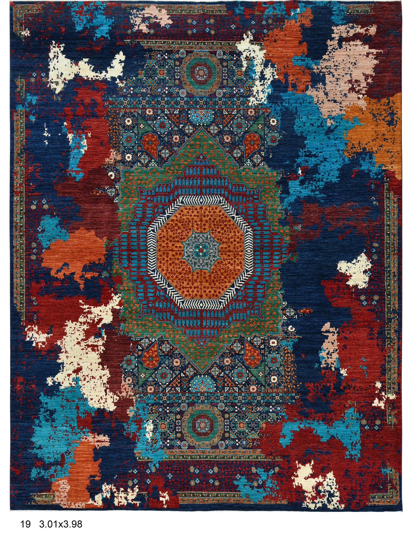 10X13 Mamluk Multicolor Handmade Wool Rug # 14714