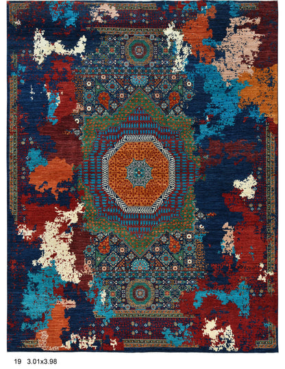 10X13 Mamluk Multicolor Handmade Wool Rug # 14714