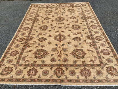 Ivory/Gold 8X11 Chobi Ziegler Handmade Wool Rug # 7975