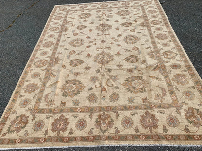 Ivory/Gold 8X11 Chobi Ziegler Handmade Wool Rug # 7975
