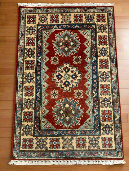 Kazak 3X4 Handmade Wool Geometric Rug # 11708