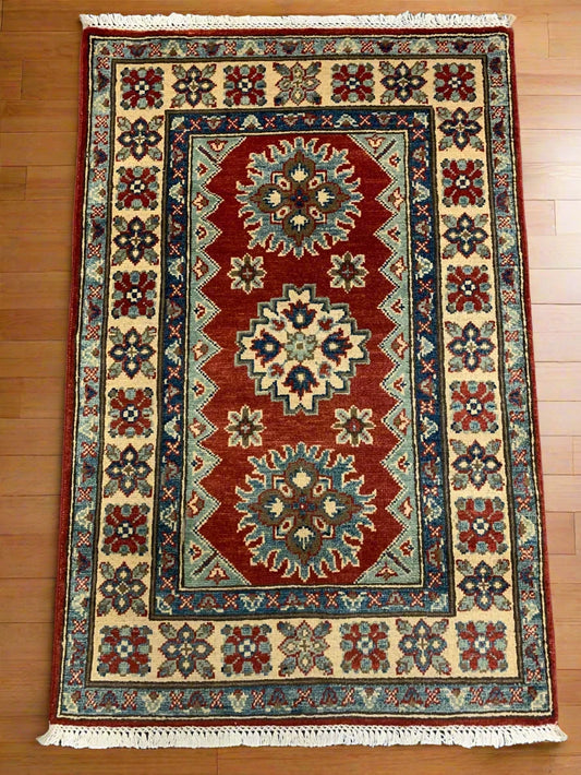 Kazak 3X4 Handmade Wool Geometric Rug # 11708