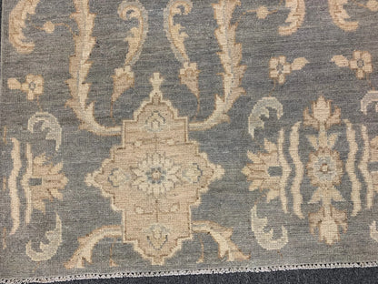 Light Gray Blue Oushak 9X12 Handmade Wool Rug # 10693
