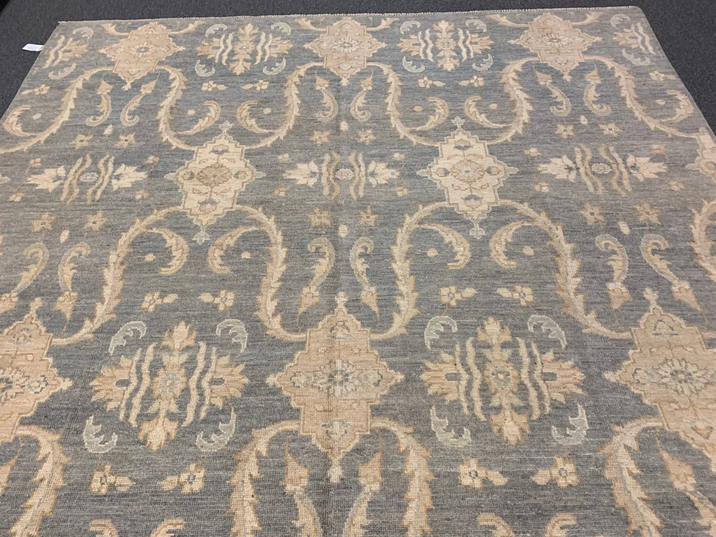 Light Gray Blue Oushak 9X12 Handmade Wool Rug # 10693