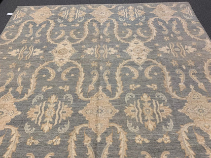 Light Gray Blue Oushak 9X12 Handmade Wool Rug # 10693