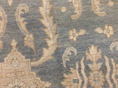 Light Gray Blue Oushak 9X12 Handmade Wool Rug # 10693