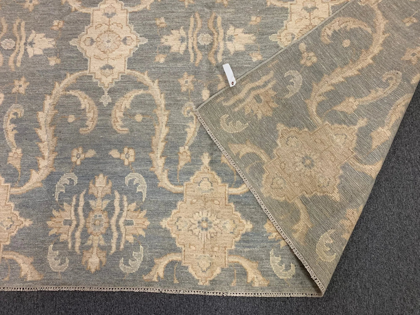 Light Gray Blue Oushak 9X12 Handmade Wool Rug # 10693