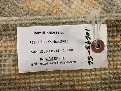 Light Gray Blue Oushak 9X12 Handmade Wool Rug # 10693