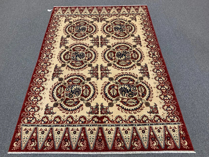 Tribal Afghan 6X9 Handmade Wool Rug # 9167