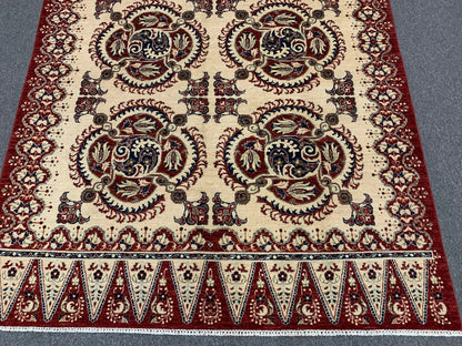 Tribal Afghan 6X9 Handmade Wool Rug # 9167