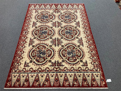 Tribal Afghan 6X9 Handmade Wool Rug # 9167