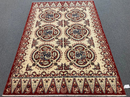 Tribal Afghan 6X9 Handmade Wool Rug # 9167
