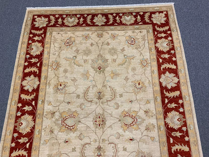 Beige/Rest Chobi 6X9 Handmade Wool Rug # 7941