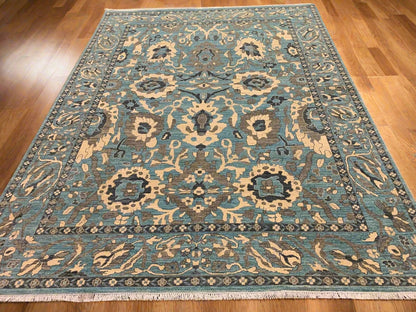 Light Mint Blue 9X12 Oushak Handmade Wool Rug # 11878