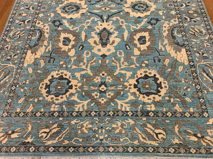 Light Mint Blue 9X12 Oushak Handmade Wool Rug # 11878