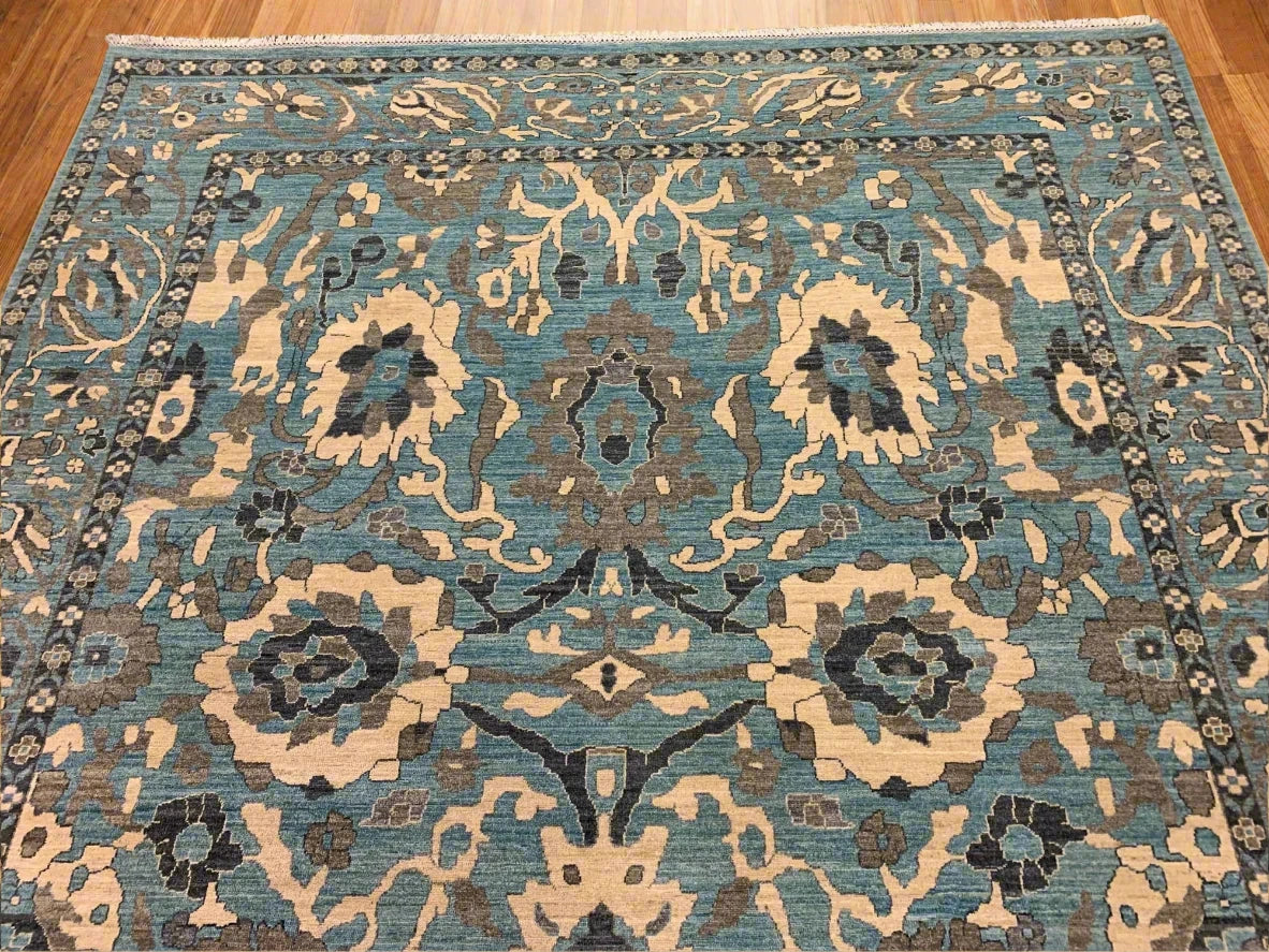 Light Mint Blue 9X12 Oushak Handmade Wool Rug # 11878