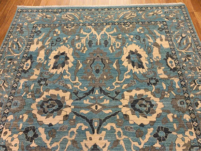Light Mint Blue 9X12 Oushak Handmade Wool Rug # 11878
