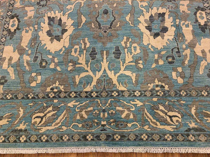 Light Mint Blue 9X12 Oushak Handmade Wool Rug # 11878