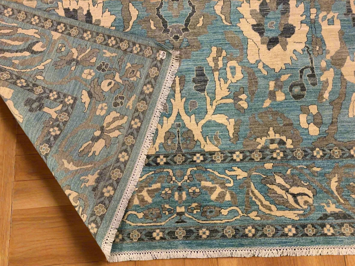 Light Mint Blue 9X12 Oushak Handmade Wool Rug # 11878