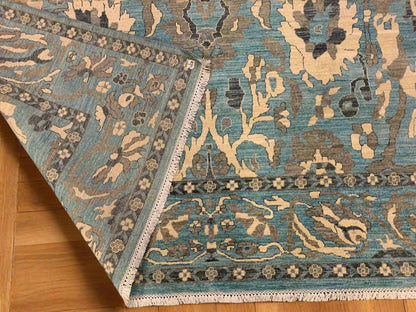 Light Mint Blue 9X12 Oushak Handmade Wool Rug # 11878