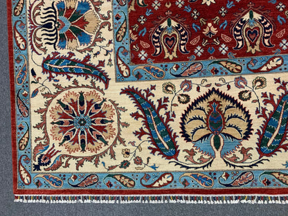 Red/Beige Mahal 9X12 Handmade Wool Rug # 11261