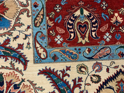 Red/Beige Mahal 9X12 Handmade Wool Rug # 11261