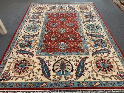 Red/Beige Mahal 9X12 Handmade Wool Rug # 11261