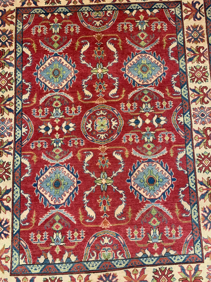 Kazak Rest 5X7 Handmade Wool Rug # 9446