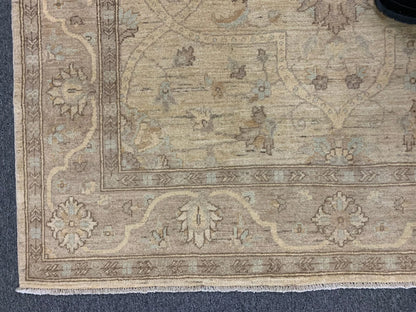 Oushak Ivory/Brown 5X7 Handmade Wool Rug # 10854