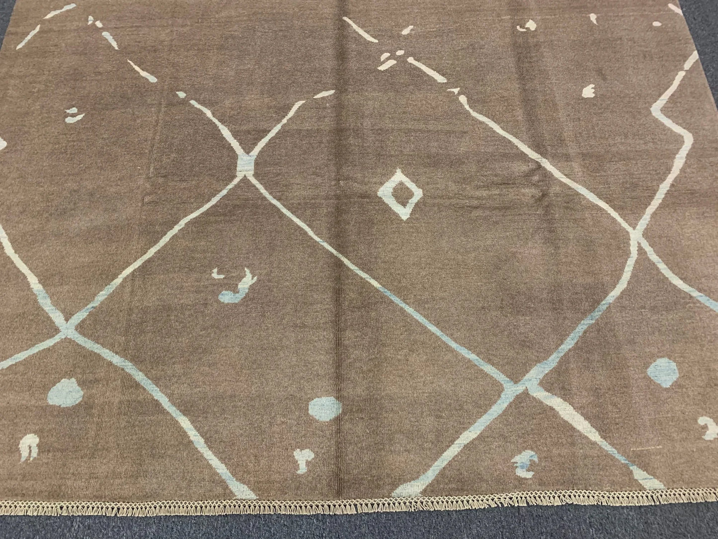 Light Blue/Brown 8X10 Moroccan Natural Wool Color Handmade Rug # 11478