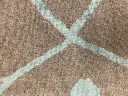 Light Blue/Brown 8X10 Moroccan Natural Wool Color Handmade Rug # 11478