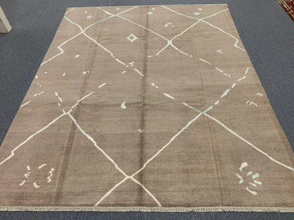 Light Blue/Brown 8X10 Moroccan Natural Wool Color Handmade Rug # 11478