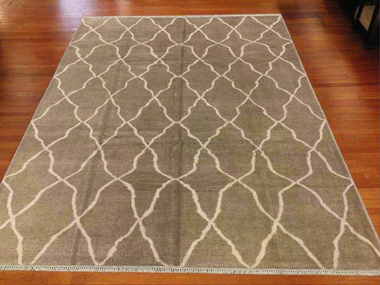 8X10 Modern Natural Wool Color Handmade Rug # 11484