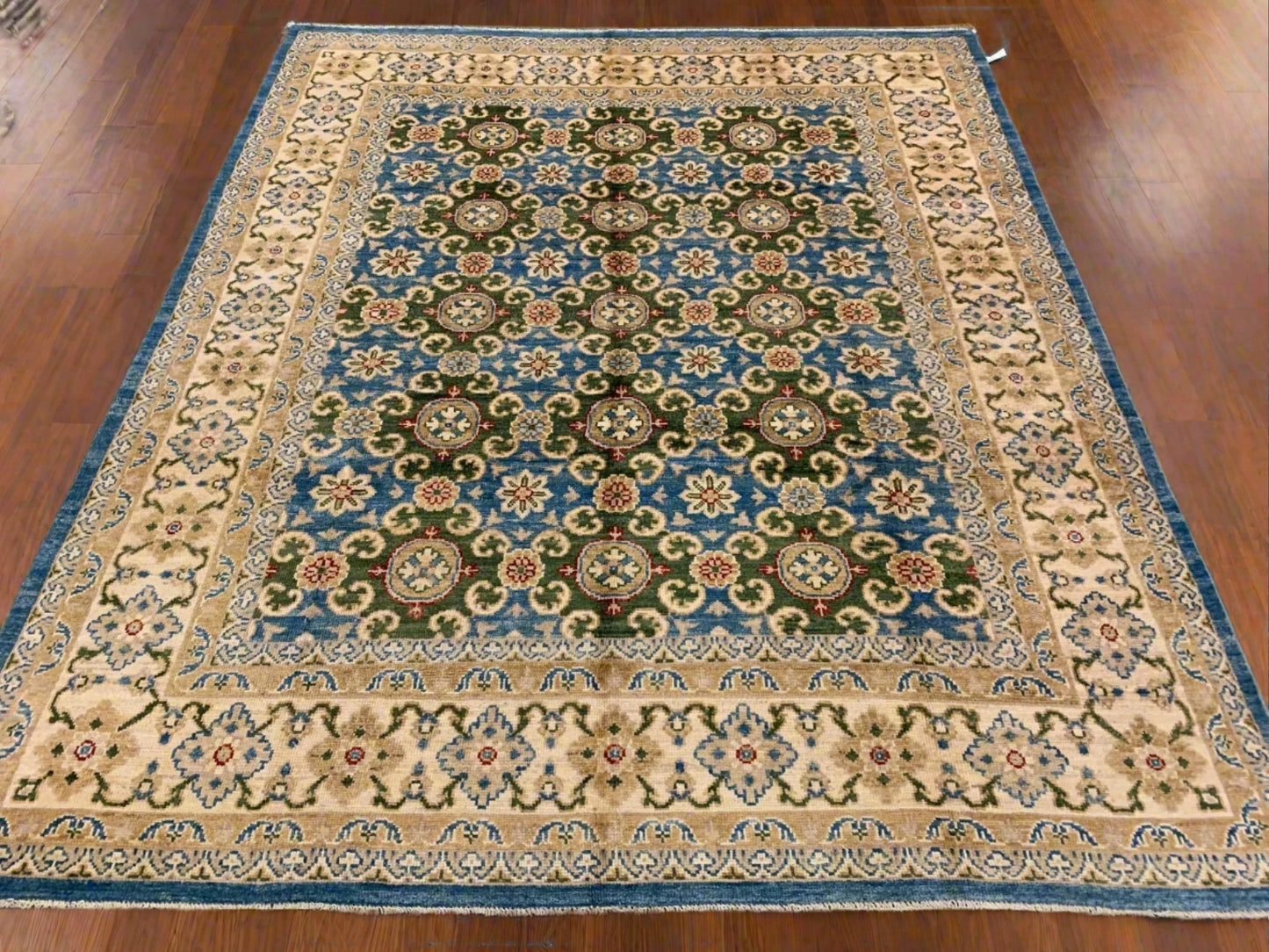 Oushak Light Blue/Beige 8X10 Handmade Wool Rug # 11205