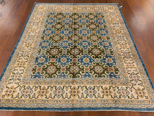 Oushak Light Blue/Beige 8X10 Handmade Wool Rug # 11205