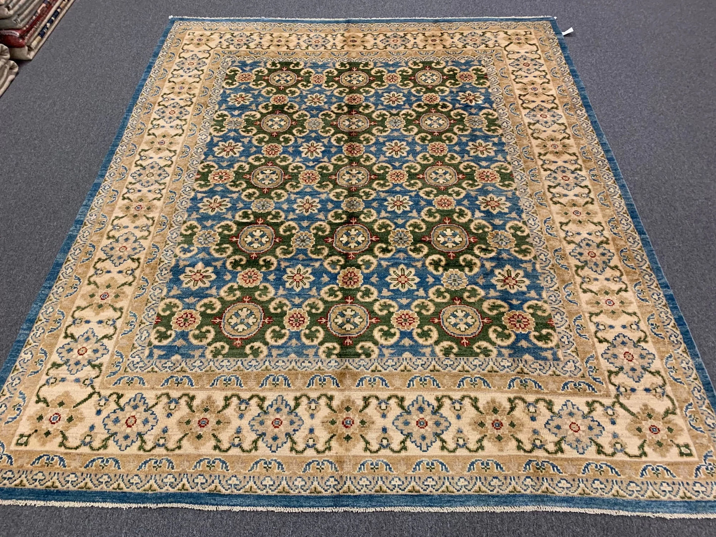 Oushak Light Blue/Beige 8X10 Handmade Wool Rug # 11205