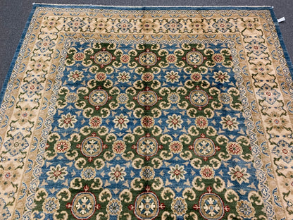 Oushak Light Blue/Beige 8X10 Handmade Wool Rug # 11205
