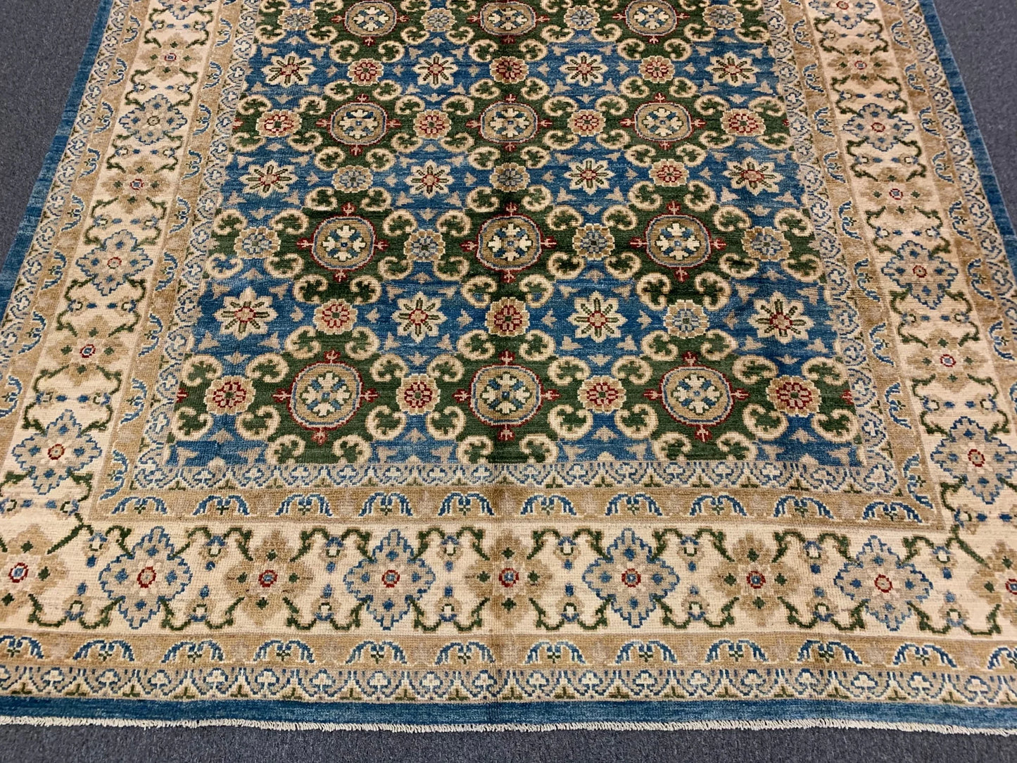 Oushak Light Blue/Beige 8X10 Handmade Wool Rug # 11205