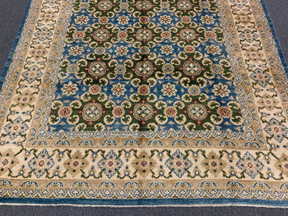 Oushak Light Blue/Beige 8X10 Handmade Wool Rug # 11205