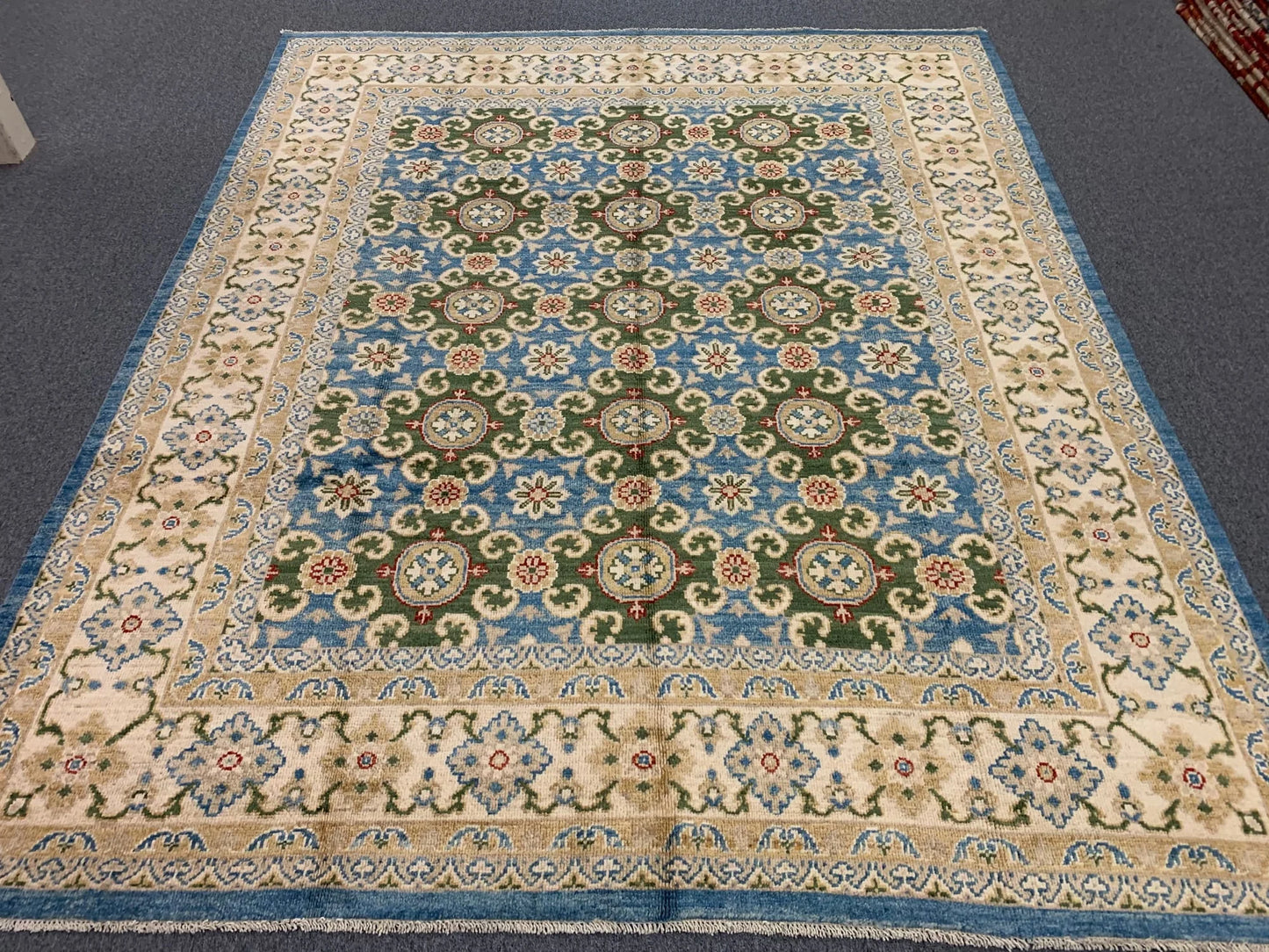 Oushak Light Blue/Beige 8X10 Handmade Wool Rug # 11205