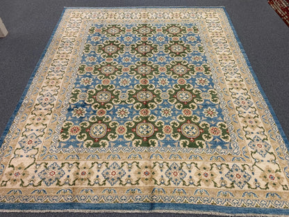 Oushak Light Blue/Beige 8X10 Handmade Wool Rug # 11205