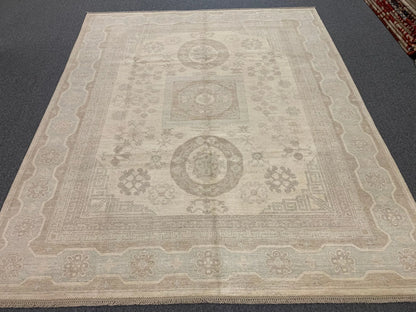 8X10 Oushak Soft Gray/Ivory Handmade Wool Rug # 11442