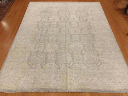 Chobi 8X10 Soft Gray/Ivory Handmade Wool Rug # 11390