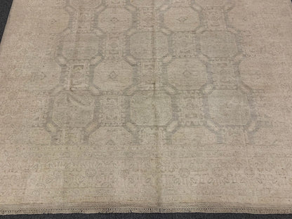 Chobi 8X10 Soft Gray/Ivory Handmade Wool Rug # 11390