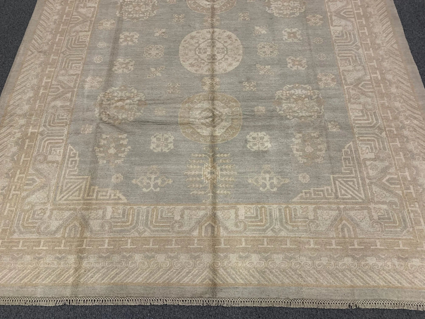 Oushak 8X10 Soft Gray Handmade Wool Rug # 11515